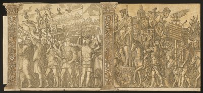 Julius Caesars triumf [nr 1 och 2 plus 2 kolumner], 1599. av Andrea Andreani