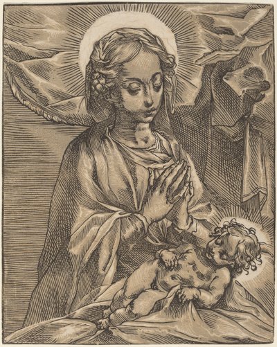 Madonna och barn av Andrea Andreani after Francesco Vanni