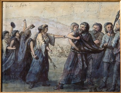 Jeftas dotter (akvarell) ritad indisk tuschteckning, cm. 31 x 23,5. av Andrea Becchi