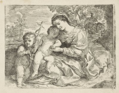 Helig familj med den unge Johannes Döparen av Andrea Camassei