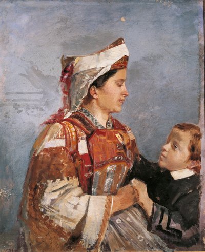Hustru i albansk kostym, av Andrea Cefaly (1827-1907) av Andrea Cefaly