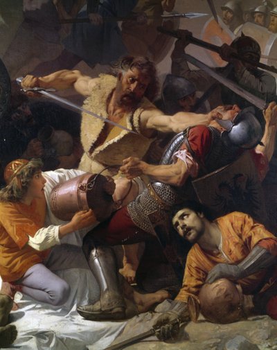 Krock mellan medborgarna i Tortona och den kejserliga armén, detalj från Tortonas konstanta eller Tortonas törst av Andrea Gastaldi