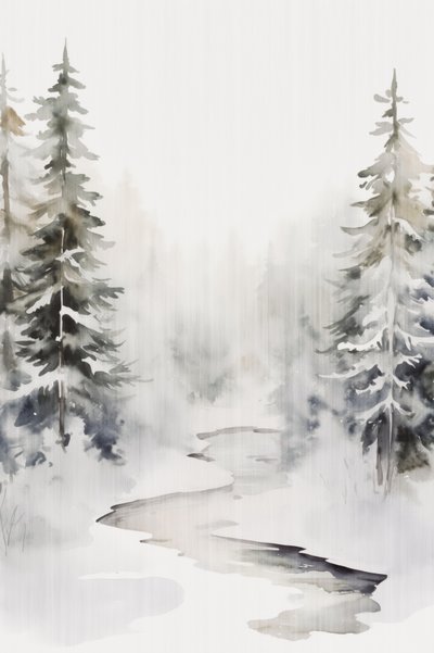 En snötäckt skogsbäck av Andrea Haase
