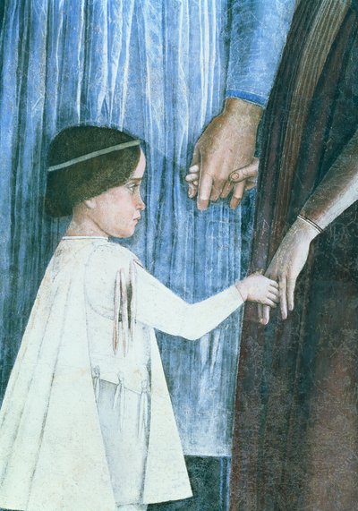 Ankomst av kardinal Francesco Gonzaga: detalj som visar en av hans yngre bröder, från Camera degli Sposi eller Camera Picta, 1465-74 freskdetalj av 78449 av Andrea Mantegna
