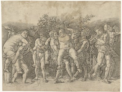 Bacchanal träffade Silenus av Andrea Mantegna