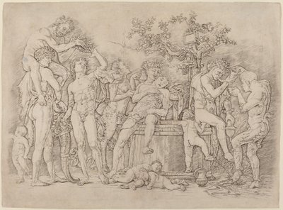 Bacchanal med ett vin Vat av Andrea Mantegna