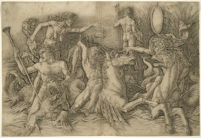 Battle of Sea-Gods, vänster halva fris av Andrea Mantegna