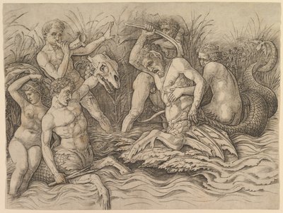 Havsgudarnas strid (frisens högra del) av Andrea Mantegna
