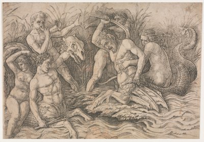 Battle of the Sea Gods - högra delen, ca. 1485-88. av Andrea Mantegna