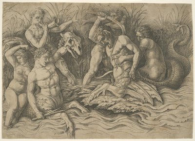 Battle of the Sea Gods: Right Half of a Frieze av Andrea Mantegna