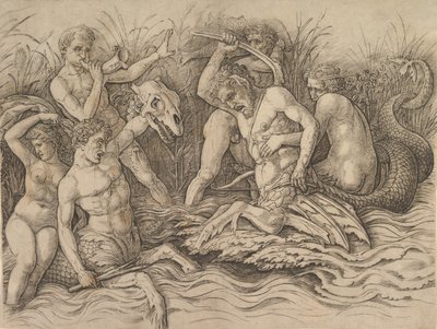Battle of the Sea Gods Högra delen av en fris, ca. 1485-88. av Andrea Mantegna