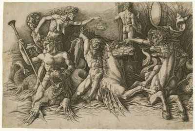 Sjögudarnas strid [vänstra halvan] av Andrea Mantegna