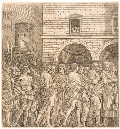 Den romerska senaten följer en triumf av Andrea Mantegna