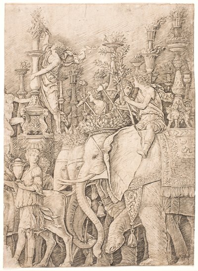 Elefanter som bär facklor av Andrea Mantegna