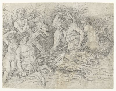 Strid mellan tritoner med nereider på ryggen Slaget om havsgudarna av Andrea Mantegna