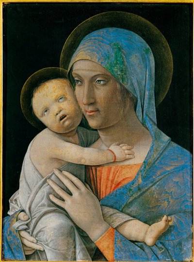 Madonna med barn (tempera på trä) av Andrea Mantegna