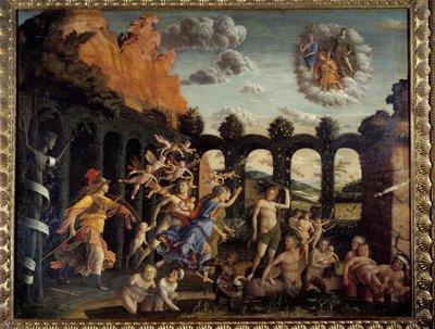 Minerv jagar laster från Vertu-trädgården Målning av Andrea Mantegna (1431-1506) 1400-talets sön. 1,6x1,92 m av Andrea Mantegna