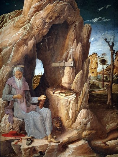 Sankt Hieronymus botfärdig i öknen av Andrea Mantegna