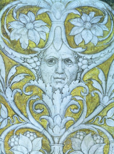 Självporträtt inkorporerat i den dekorativa frisen av Camera degli Sposi eller Camera Picta, 1465-74 freskdetalj av 78449 av Andrea Mantegna