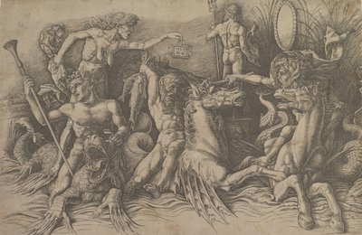 The Battle of the Sea Gods Vänster del av en fris, ca. 1485-88. av Andrea Mantegna