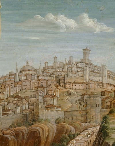 Korsfästelsen. Centrala panelen i predellan för huvudbyggnaden... av Andrea Mantegna