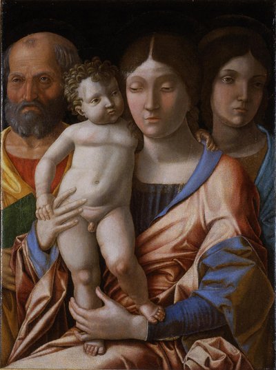 Den heliga familjen med ett helgon, 1495. av Andrea Mantegna