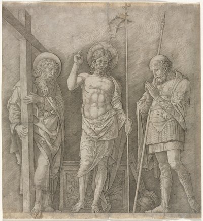 Den uppståndne Kristus mellan St Andrew och Longinus av Andrea Mantegna