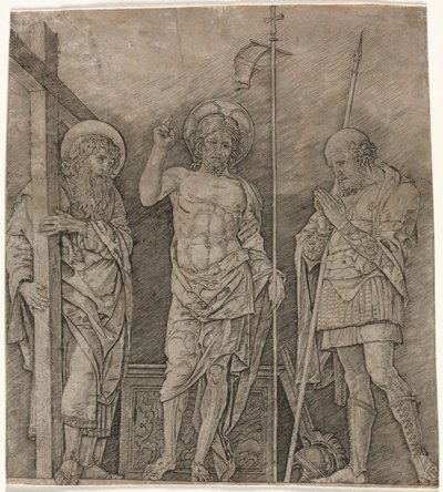 Den uppståndne Kristus mellan St Andrew och Longinus av Andrea Mantegna