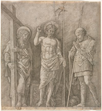 Den uppståndne Kristus mellan St Andrew och Longinus av Andrea Mantegna