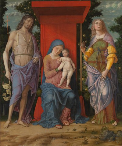 Jungfrun och barnet med helgon av Andrea Mantegna