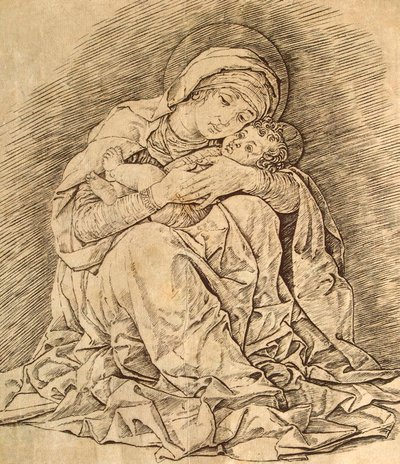 Jungfru och barn. av Andrea Mantegna