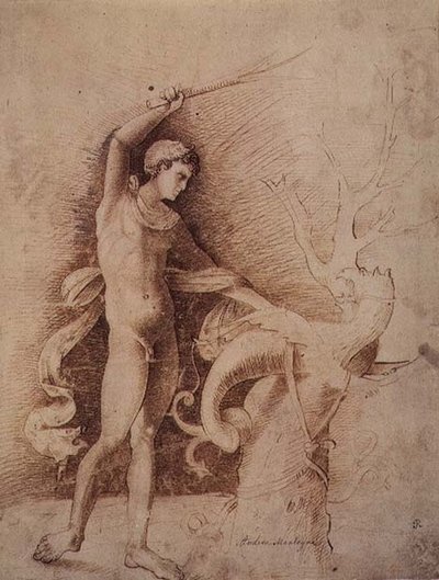 Ung man slåss mot en drake av Andrea Mantegna