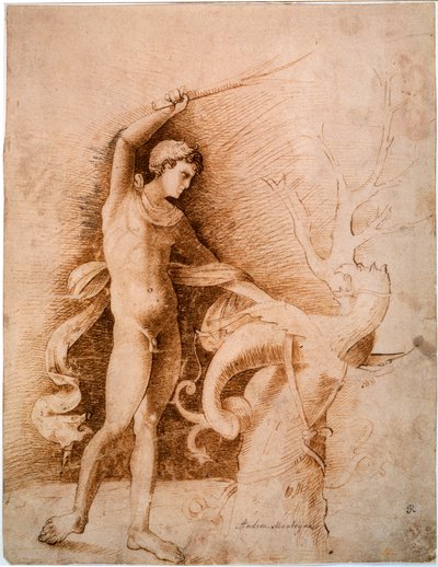 Ung man som slåss mot draken, sent 1400-tal av Andrea Mantegna