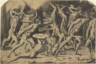 Slaget om nakna män av Andrea Mantegna or School after Antonio del Pollaiuolo