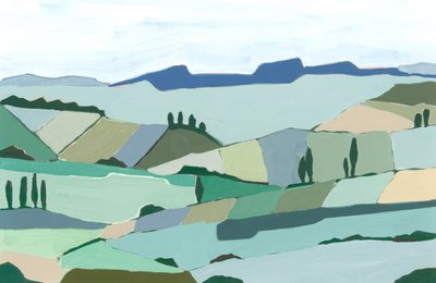 Charmin hills, 2024 (akryl på papper) av Andrea Mejia