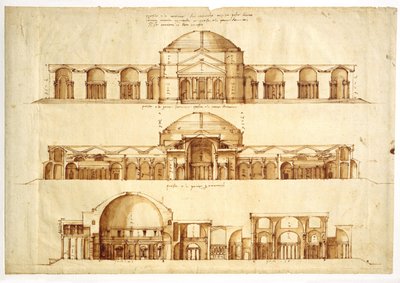 Rekonstruktionsprojekt av Agrippas bad, Rom, ca. 1550 av Andrea Palladio