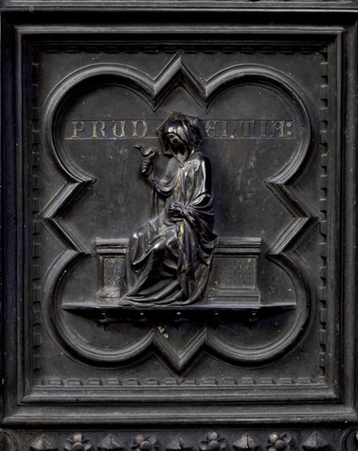 Prudence, panel H i södra dörrarna till dopkapellet i San Giovanni, 1336 (brons) av Andrea Pisano