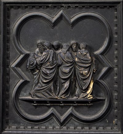 Transporten av Johannes Döparens kropp, nittonde panelen av South Doors of the Baptistery of San Giovanni, 1336 (brons) av Andrea Pisano