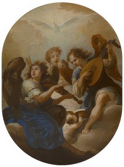 Tre änglar som gör musik. Före 1720 av Andrea Procaccini