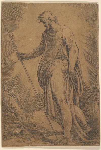 En apostel som håller en stav vänd åt vänster, ca. 1540-60. av Andrea Schiavone