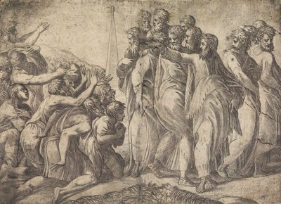Kristus helar de spetälska, ca. 1545 . av Andrea Schiavone
