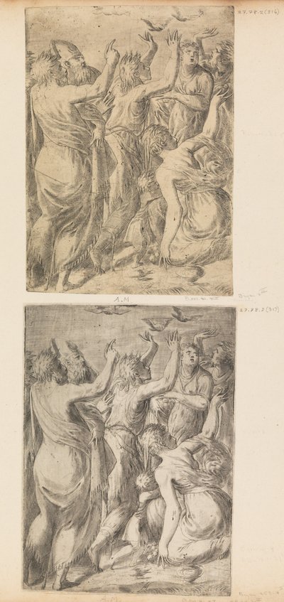 Moses visar vaktlarna för israeliterna, ca. 1545. av Andrea Schiavone