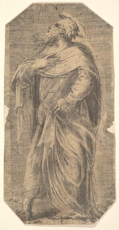 Saint Judas vänd åt vänster, bok under sin vänstra arm, från 