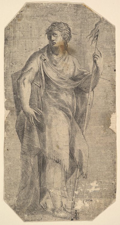 Saint Matthew håller en stav och en bok, vänder sig till vänster, ca. 1540-50. av Andrea Schiavone