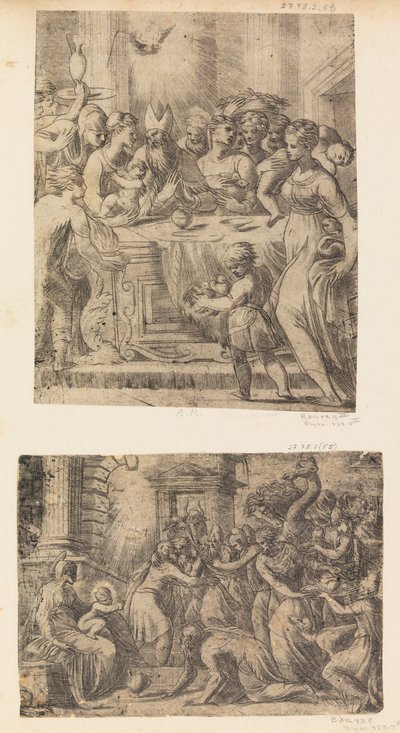 Tillbedjan av Magi, ca. 1542-46. av Andrea Schiavone
