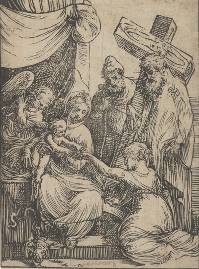 Sankta Katarinas äktenskap, 1550-60. av Andrea Schiavone