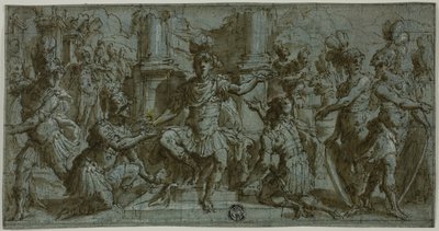 Mars (eller Alexander) delar ut segrarens kransar av Andrea Semino