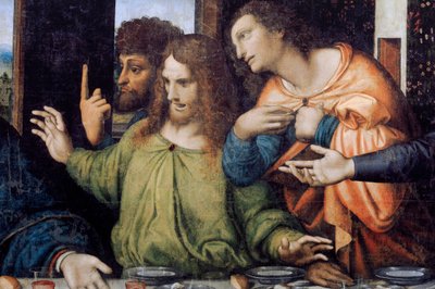 Klostret (Tongerlo Abbey). Målning. Nattvarden. 1506-1507. Detalj (målning) av Andrea Solario
