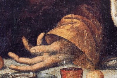 Klostret (Tongerlo Abbey). Målning. Nattvarden. 1506-1507. Detalj (målning) av Andrea Solario