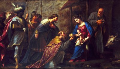 The Adoration of the Magi (olja på duk) av Andrea Vaccaro